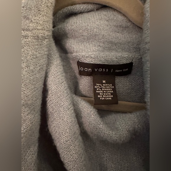 Joan Vass Blue Acrylic Cowl Neck Sweater Size M - Picture 2 of 3